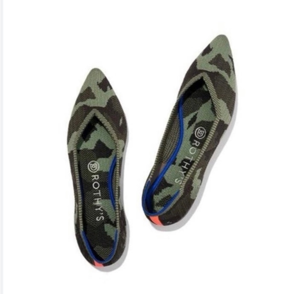 Rothy's Olive Green Camo Pointed Toe Flat shoes